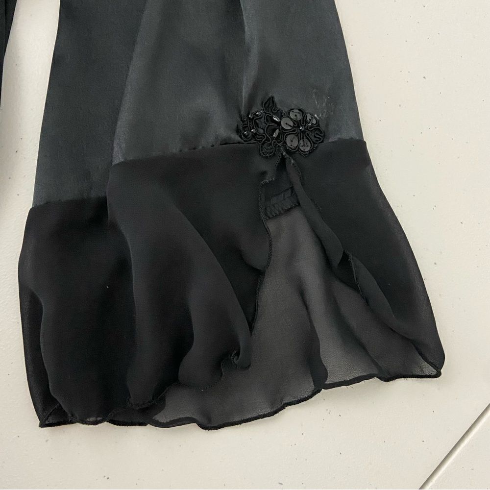 Vintage California Dynasty Womens Black Satin Maxi Robe Fairy Whimsigoth M - Picture 13 of 16